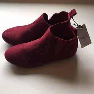 Rue21 Suede Booties in Ruby Red